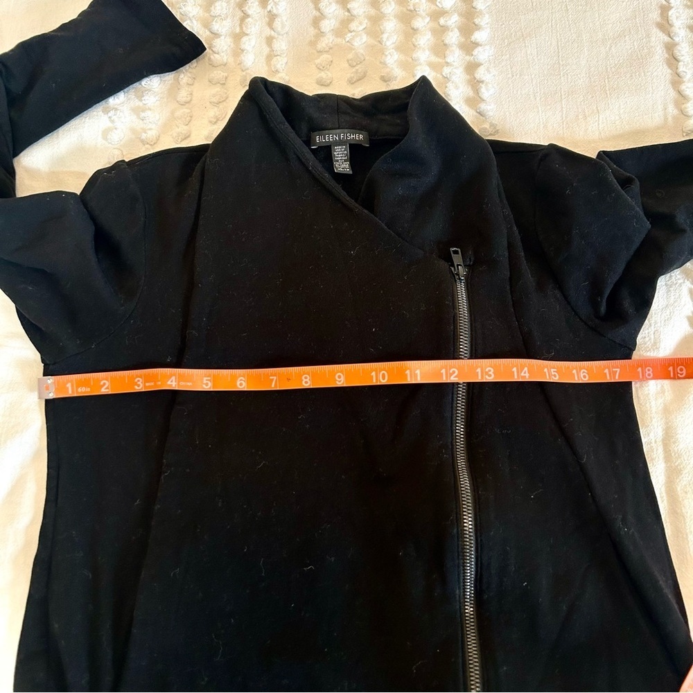 Eileen Fisher Women’s Black Tencel Fleece Moto Asymmetrical Zip Jacket Sz Xs - Picture 14 of 14